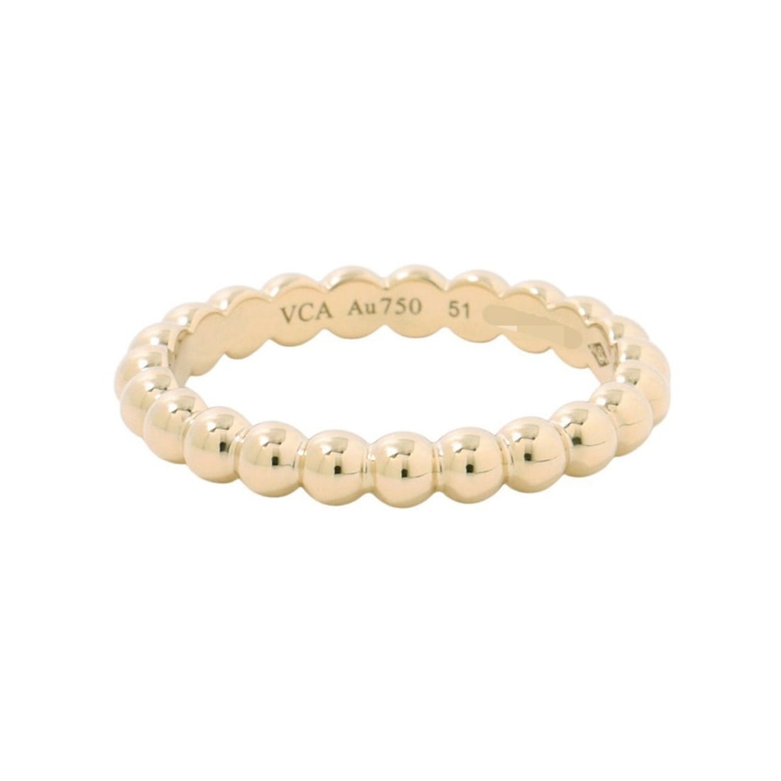 Van Cleef & Arpels Perlee Gold Pearl Ring, Medium, 18K Yellow Gold, Size 51, VCARO3Y551. (Women's: --- Catalog ---Category: SizeWidth: 2.7mm / 0.11''Weight: 3.3g / 0.11oz.JP Size: 11US Size: 6Category: DesignType: Band ringGender: WomenMaterial: Yellow gold (18K)Category: GeneralLine: PerleeBrand: