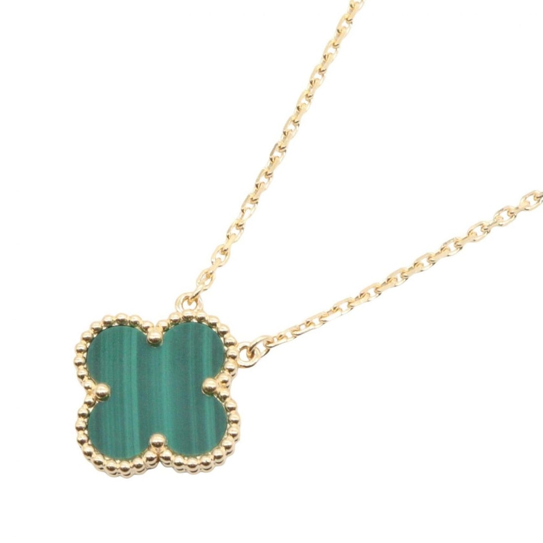 Van Cleef & Arpels Vintage Alhambra Malachite Necklace, 18K (Yellow Gold), Malachite, Women's,: --- Catalog ---Category: SizePendant Size: 15mm x 15mm / 0.59'' x 0.59''Neck Circumference: 37.5 cm - 42 cm / 14.76'' - 16.53''Category: DesignGender: WomenMaterial: Yellow gold (18K)Necklace Type: