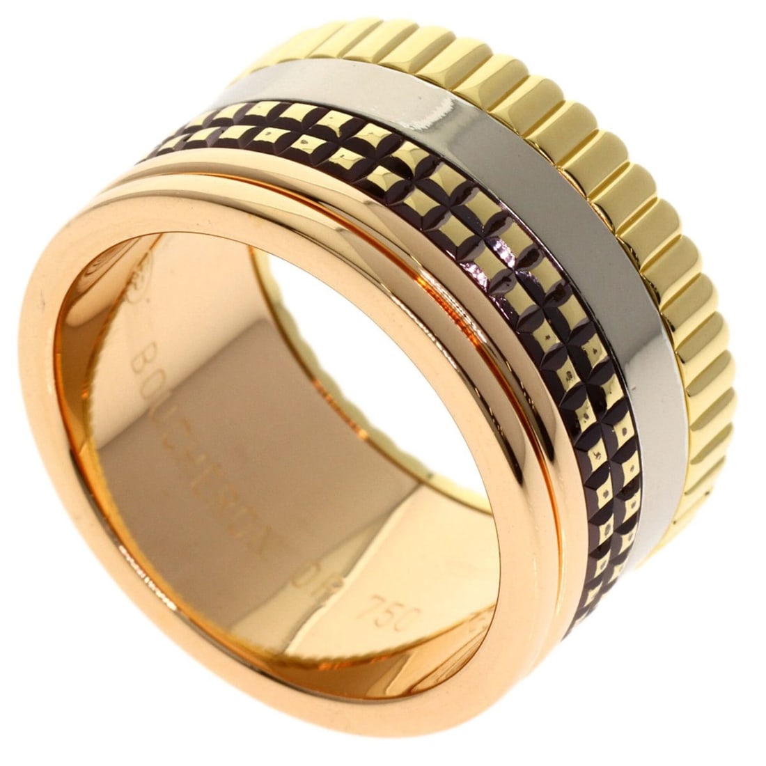 Boucheron Quatre Classic Large #52 Ring - 18K Yellow Gold/18K Pink White Gold Women's: --- Catalog ---Category: SizeJP Size: 12US Size: 6.5Category: DesignType: Band ringGender: WomenMaterial: Pink gold (18K), White gold (18K), Yellow gold (18K)Category: GeneralBrand: Boucheron--- Item 