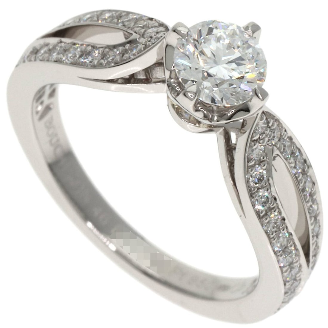 Boucheron Solitaire Diamond Ring #46, Platinum PT950, Women's: --- Catalog ---Category: SizeUS Size: 3.5Brand Size: 46Category: DesignType: Band ringColor: PlatinumStone: DiamondGender: WomenMaterial: Platinum 950Weight (ct.): 0.4Category: GeneralBrand: Boucheron