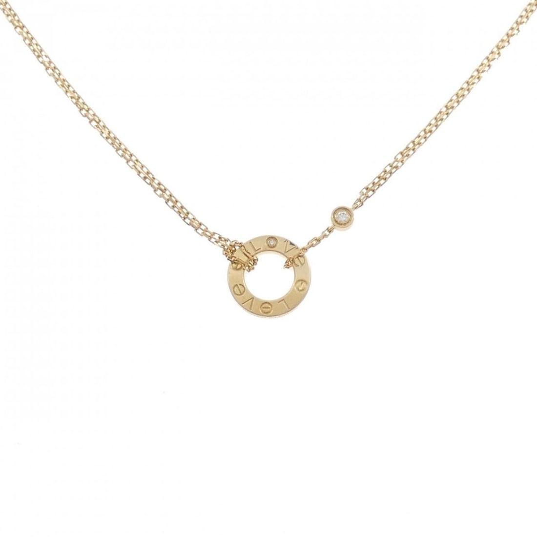 Cartier Love Necklace: --- Catalog ---Category: SizePendant Size: 13mm x 13mm / 0.51'' x 0.51''Neck Circumference: 38 cm - 41 cm / 14.96'' - 16.14''Category: DesignColor: Yellow goldStone: DiamondGender: WomenMaterial: Yell