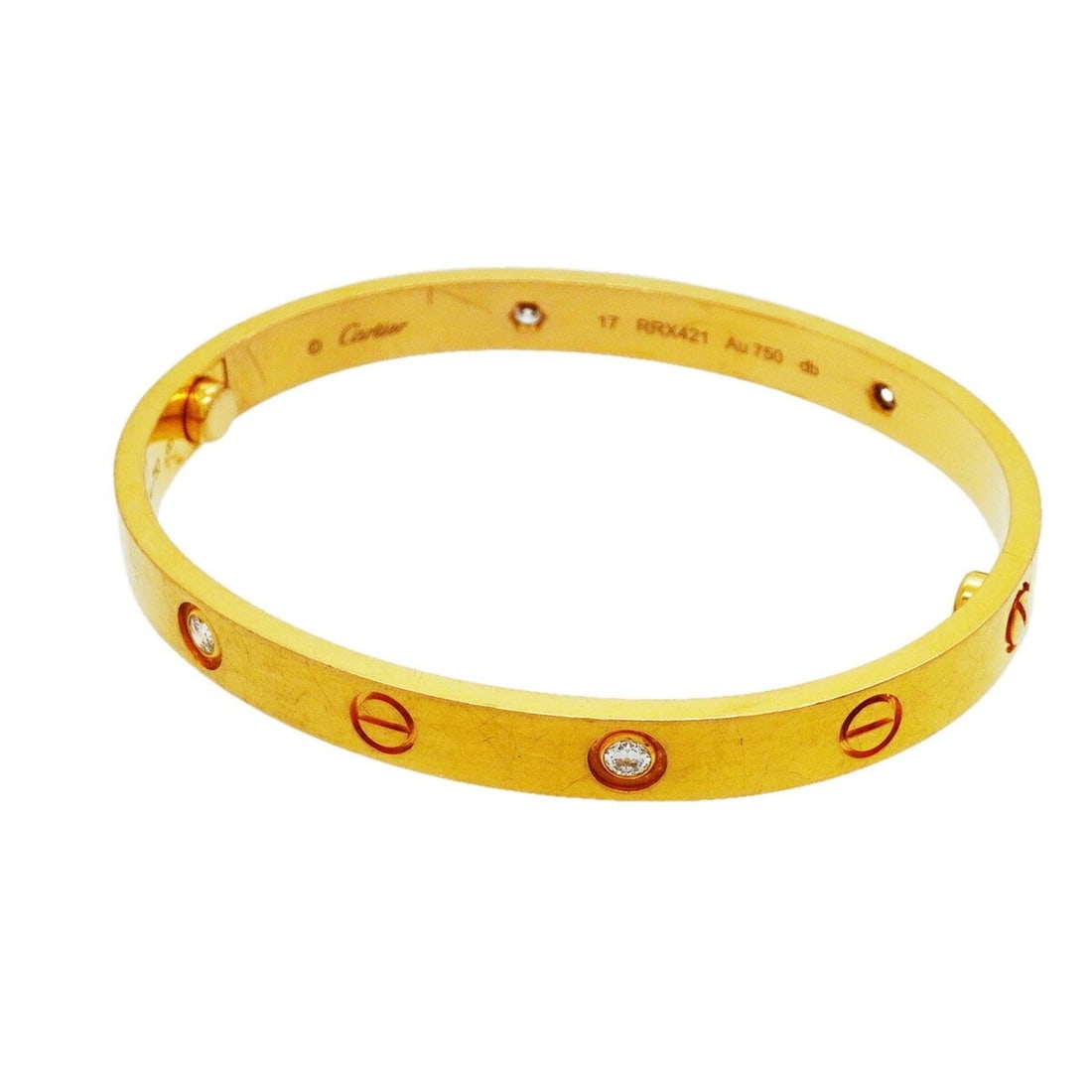 Cartier Love Bracelet 4PD 18KYG Yellow Gold Diamond Bangle for Women: --- Catalog ---Category: SizeLength: 15.5cm / 6.1''Category: DesignType: BangleStone: DiamondGender: WomenMaterial: Yellow gold (18K)Category: GeneralBrand: Cartier--- Item List ---Section: