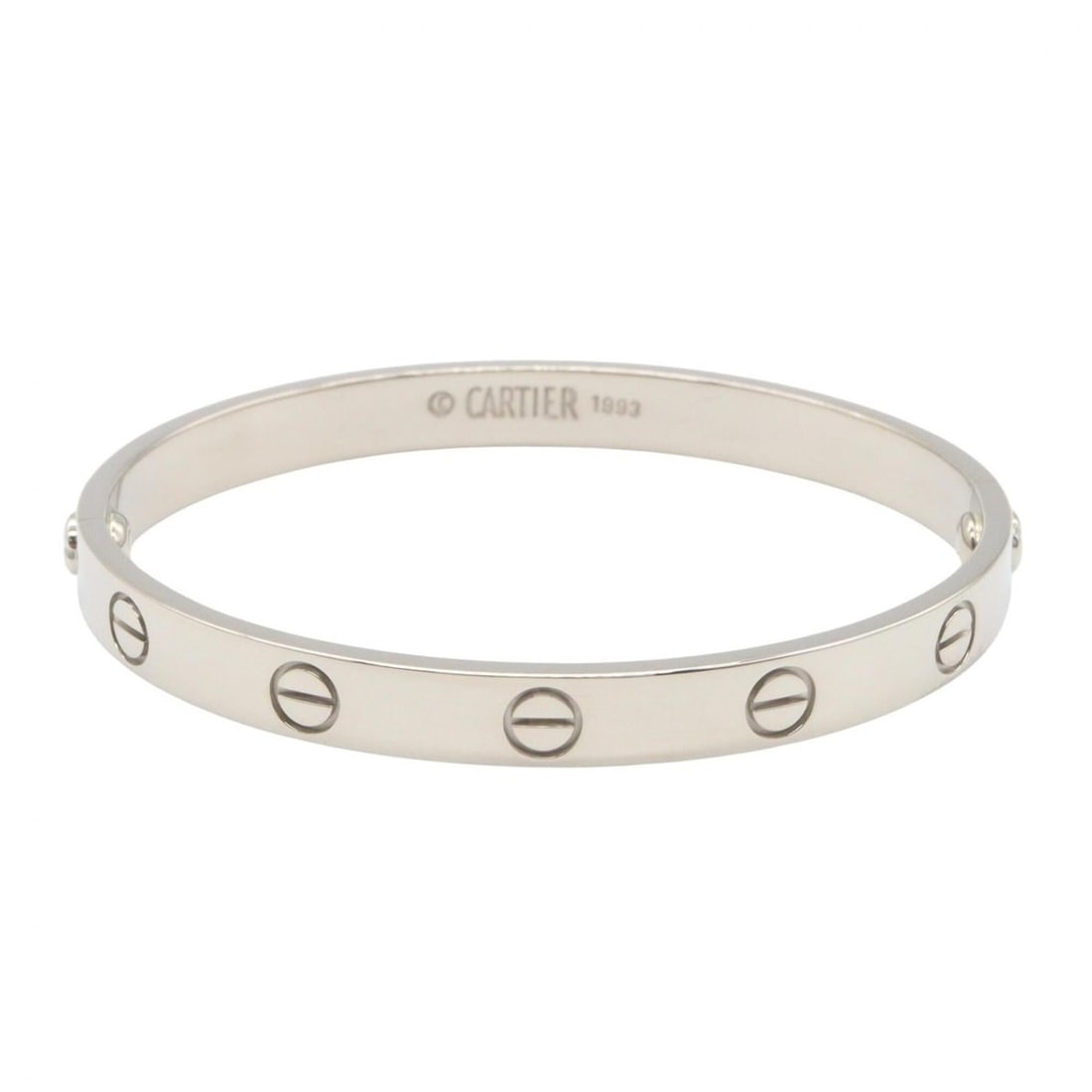 Cartier Love Bracelet, 18K White Gold (WG), Women's, Silver Tone, B6067600: --- Catalog ---Category: SizeLength: 15cm / 5.9''Category: DesignType: Charm braceletColor: SilverGender: WomenMaterial: White gold (18K)Category: GeneralMPN: B6067600Brand: Cartier--- Item List ---Se