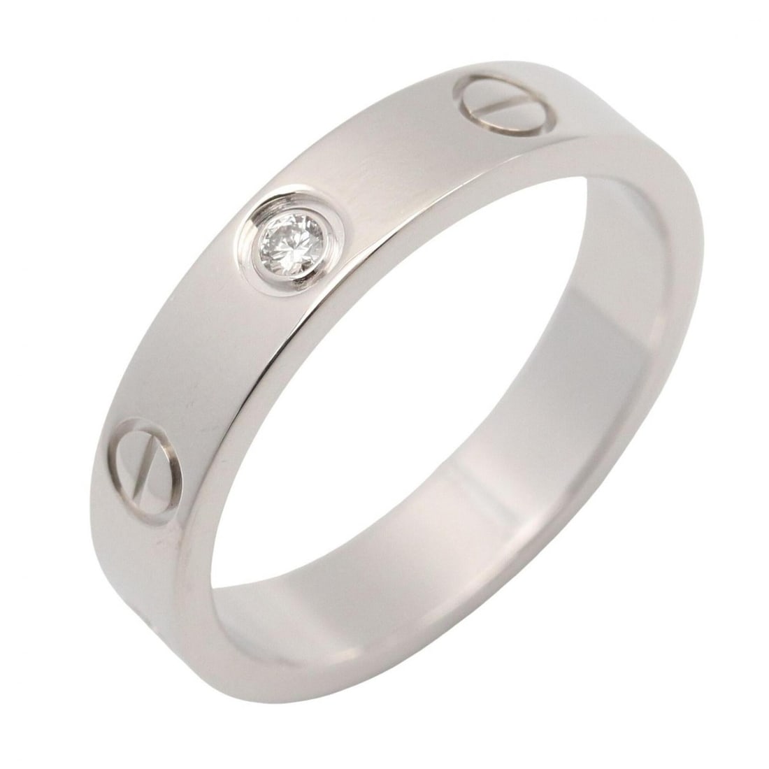 Cartier Mini Love Ring 1PD - 18K White Gold (18KWG) Diamond Women's Silver/Clear Tone B4050552: --- Catalog ---Category: SizeJP Size: 11.5US Size: 6Category: DesignType: Band ringColor: Clear, SilverStone: DiamondGender: WomenCategory: GeneralMPN: B4050552Brand: Cartier--- Item List ---Section: 