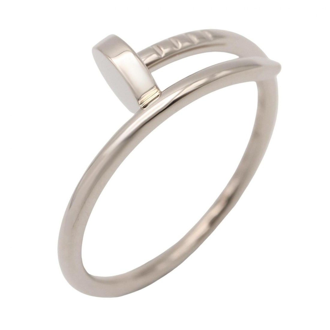 Cartier Juste un Clou Ring, 18K White Gold (18KWG), Silver Tone, Men's/Women's, B4226000: --- Catalog ---Category: SizeJP Size: 18US Size: 9Category: DesignType: Band ringColor: SilverGender: Men,WomenMaterial: White gold (18K)Category: GeneralMPN: B4226000Brand: Cartier--- Item List ---Se