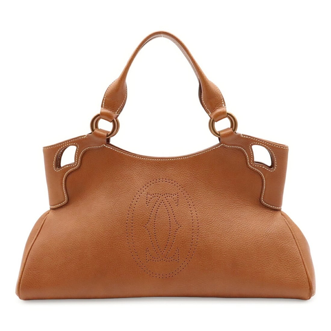 Cartier Marcello de Perforated Tote Bag Shoulder Handbag Leather Brown: --- Catalog ---Category: SizeSize (HxWxD): 21cm x 36cm x 12cm / 8.26'' x 14.17'' x 4.72''Category: DesignType: Handbag, Shoulder bag, Tote bagColor: BrownGender: WomenMaterial: Leather Category: Gener