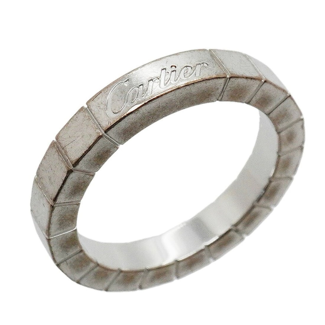 Cartier Lanieres Ring, 18K White Gold, Size 49, Ladies': --- Catalog ---Category: SizeUS Size: 5Brand Size: 49Category: DesignType: Band ringGender: WomenMaterial: White gold (18K)Category: GeneralBrand: Cartier--- Item List ---Section: ConditionRanking: