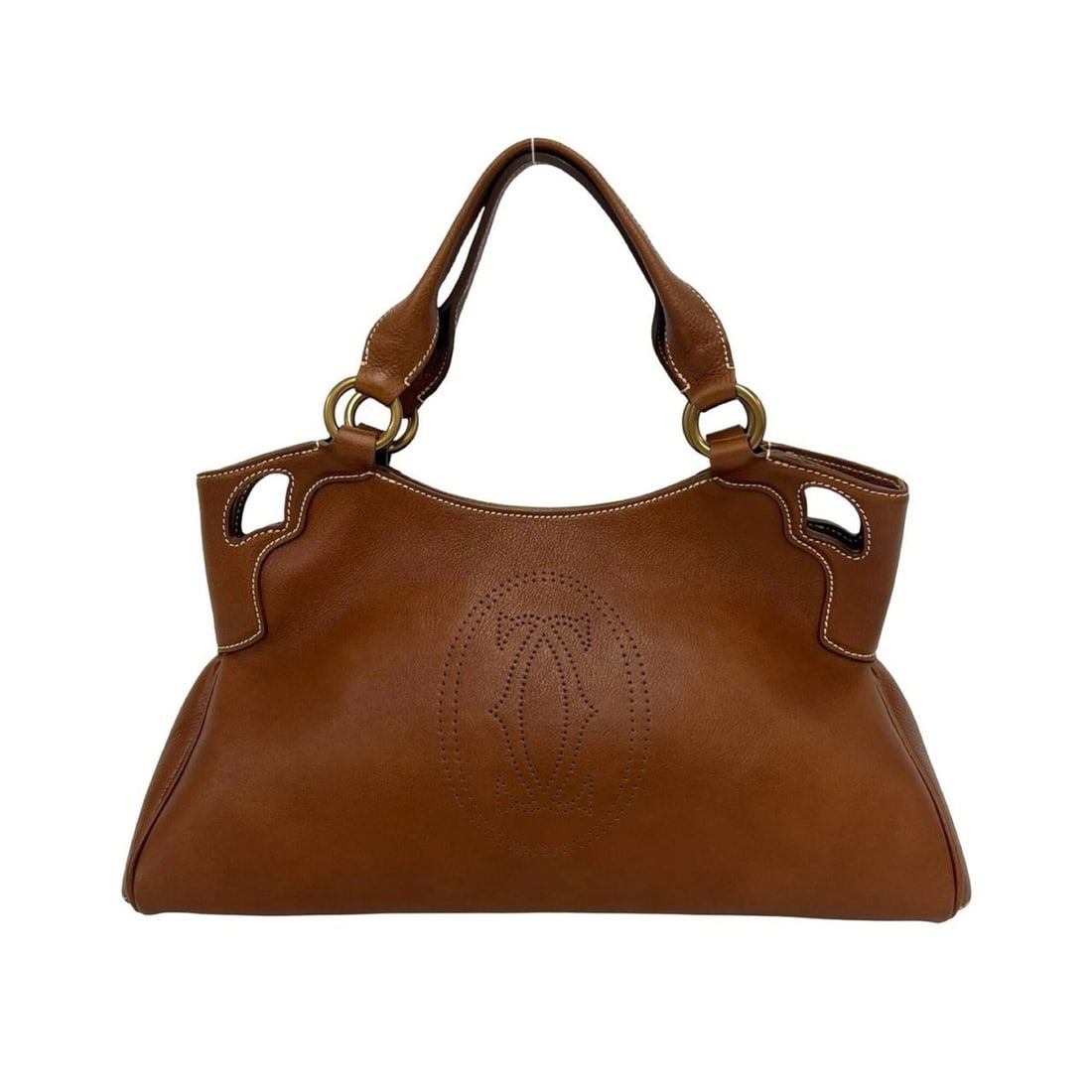 CARTIER Cartier Marcello Perforated Leather Handbag Tote Bag Mini Boston Brown 67-10: --- Catalog ---Category: SizeSize (HxWxD): 21cm x 36cm x 11.5cm / 8.26'' x 14.17'' x 4.52''Category: DesignType: Boston bag, Handbag, Tote bagColor: BrownGender: WomenMaterial: Leather Category: