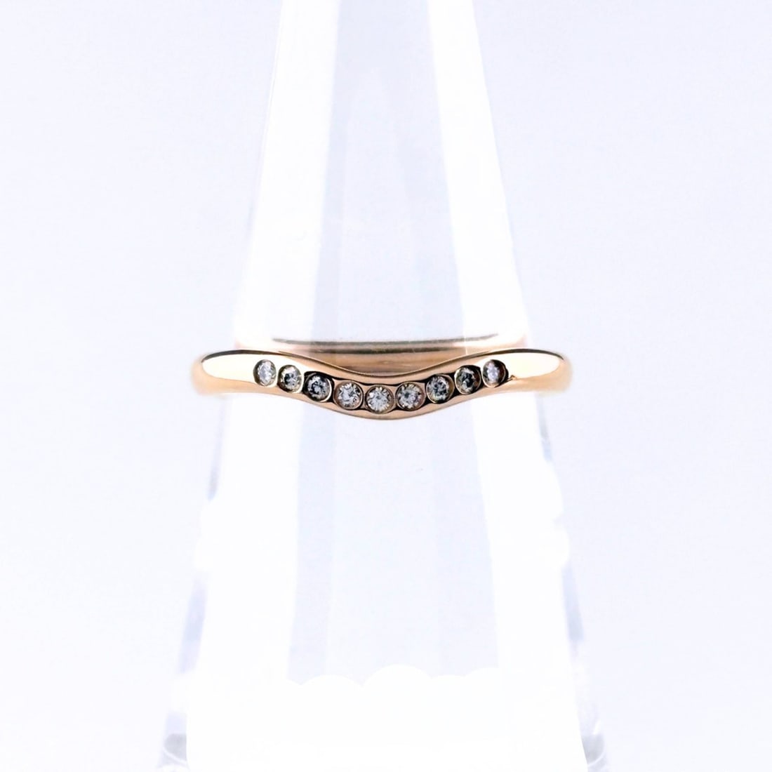 Tiffany & Co. Curved Band PG Pink Gold Ring with Small Diamonds, Elsa Peretti Design, 750 Diamond,: --- Catalog ---Category: SizeJP Size: 11.5US Size: 6Category: DesignType: Band ringStone: DiamondGender: WomenMaterial: Pink gold (18K)Category: GeneralBrand: Tiffany--- Item List ---Section: Conditio