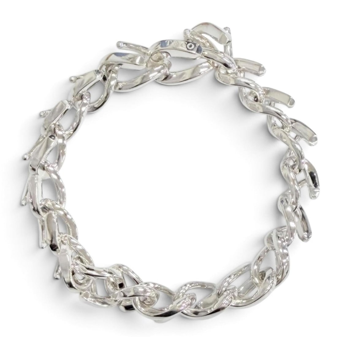 TIFFANY&Co. Tiffany Forge Medium Link Bracelet, AG925 High Polish Silver, Weight 35.6g, Women's. (1 of 7)