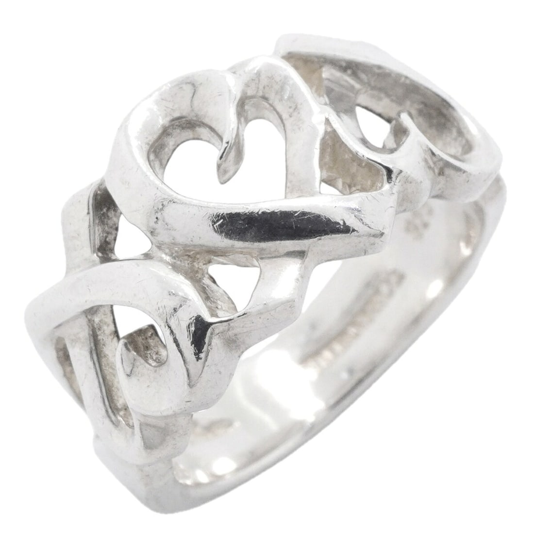 Tiffany & Co. Triple Loving Heart Ring, Sterling Silver 925, Size 6.5, Women's: --- Catalog ---Category: SizeJP Size: 6.5US Size: 3.5Category: DesignType: Band ringGender: WomenMaterial: Silver 925Category: GeneralBrand: Tiffany--- Item List ---Section: ConditionRanking: Rank AB 