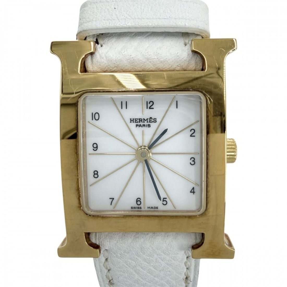 Hermes Women's H-Watch, Battery-Powered, White Dial, H WATCH HERMES HH1.201, Quartz Movement,: --- Catalog ---Category: SizeWrist Size: 16.5cm / 6.49''Case Diameter: 30mm / 1.18''Category: DesignType: WristwatchGender: WomenColor (Dial): WhiteMaterial (Band): LeatherCategory: GeneralMPN: HH1.20
