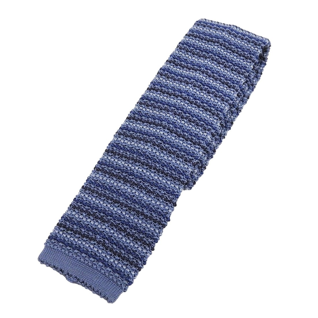 HERMES 100% Silk Striped Knit Tie with H Logo Embroidery, Blue, Made in Germany, Men's: --- Catalog ---Category: SizeWidth: 6cm / 2.36''Total Length: 150cm / 59.05''Category: DesignType: Knit tieColor: BlueGender: MenMaterial: Silk Category: GeneralBrand: HermesCountry of Origin: Germany