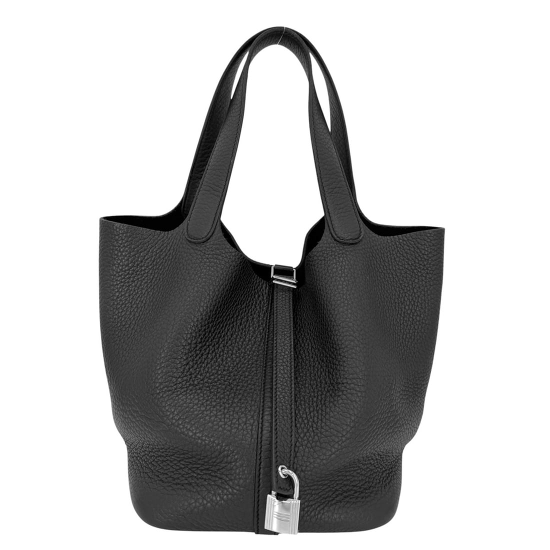 Hermes Picotin Lock MM handbag for women, HERMES W stamp, leather, black, silver hardware, 2024: --- Catalog ---Category: SizeSize (HxWxD): 22cm x 18cm x 23cm / 8.66'' x 7.08'' x 9.05''Handle Length: 32cm / 12.59''Category: DesignType: HandbagColor: BlackGender: WomenMaterial: Leather Category: G