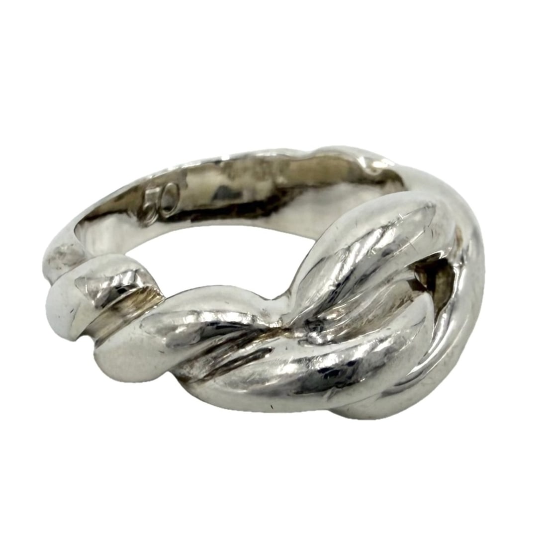 Hermes Women's Torsade Ring, Size 50, Sterling Silver 925, Approx. 6.7g: --- Catalog ---Category: SizeJP Size: 7US Size: 4Category: DesignColor: SilverGender: WomenMaterial: Silver 925Category: GeneralBrand: Hermes--- Item List ---Section: ConditionRanking: Rank AB Used - 
