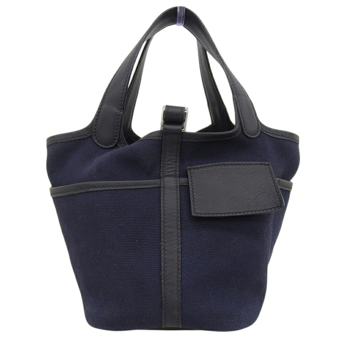Hermes Picotin Lock Cargo PM 18 Z-stamp handbag, Toile Goelan x Swift, Blue Marine.: --- Catalog ---Category: SizeSize (HxWxD): 17cm x 13cm x 18cm / 6.69'' x 5.11'' x 7.08''Category: DesignType: HandbagColor: Blue marine, NavyGender: Women,MenMaterial: Swift leather Category: