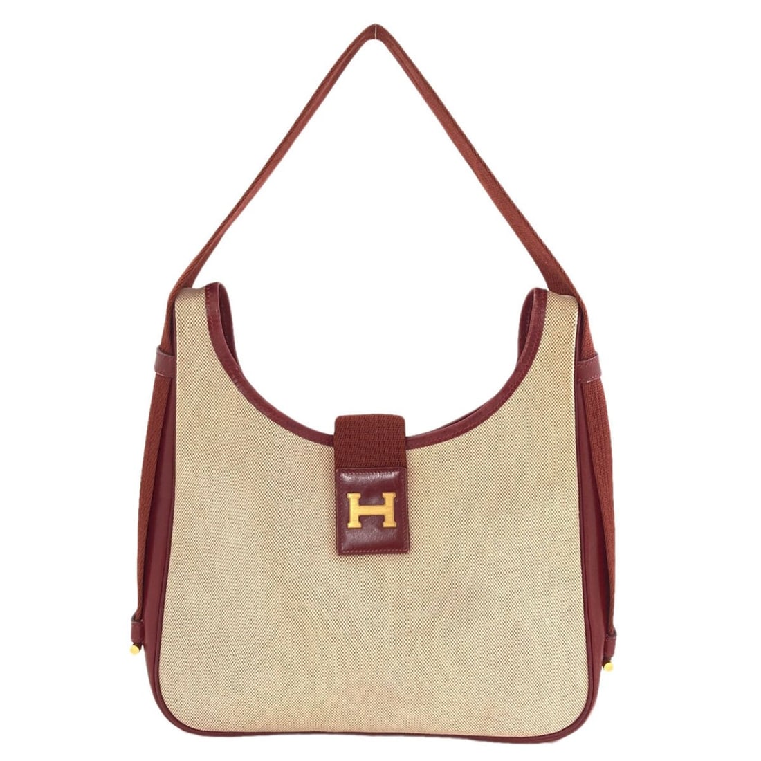 Hermes Saco Shoulder Bag Toile H Women's HERMES: --- Catalog ---Category: SizeSize (HxWxD): 31cm x 30cm x 8cm / 12.2'' x 11.81'' x 3.14''Category: DesignType: Shoulder bagColor: Brown, Natural, Red colorGender: WomenMaterial: Toile H Category: Gener
