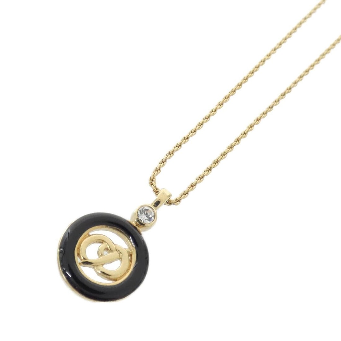 Christian Dior necklace: --- Catalog ---Category: SizePendant Size: 28mm x 17mm / 1.1'' x 0.66''Neck Circumference: 38 cm - 42.5 cm / 14.96'' - 16.73''Category: DesignColor: Black, Clear, GoldGender: WomenNecklace Type: