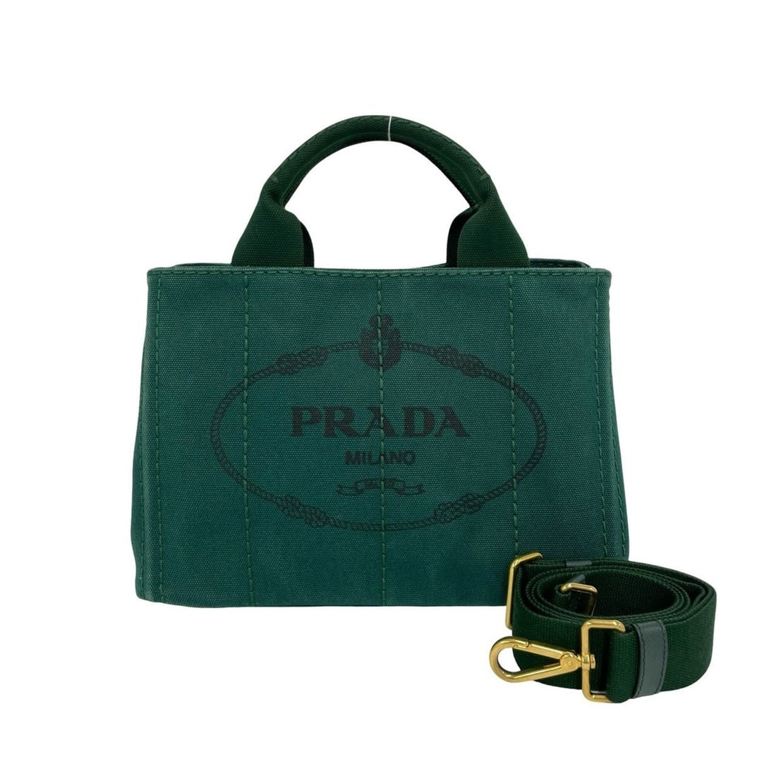 PRADA Canapa Triangle Logo Hardware Canvas 2-way Shoulder Bag Handbag Tote Green 388-2: --- Catalog ---Category: SizeSize (HxWxD): 19cm x 28cm x 15cm / 7.48'' x 11.02'' x 5.9''Category: DesignType: Handbag, Shoulder bag, Tote bagColor: GreenGender: WomenMaterial: Canvas Category: General