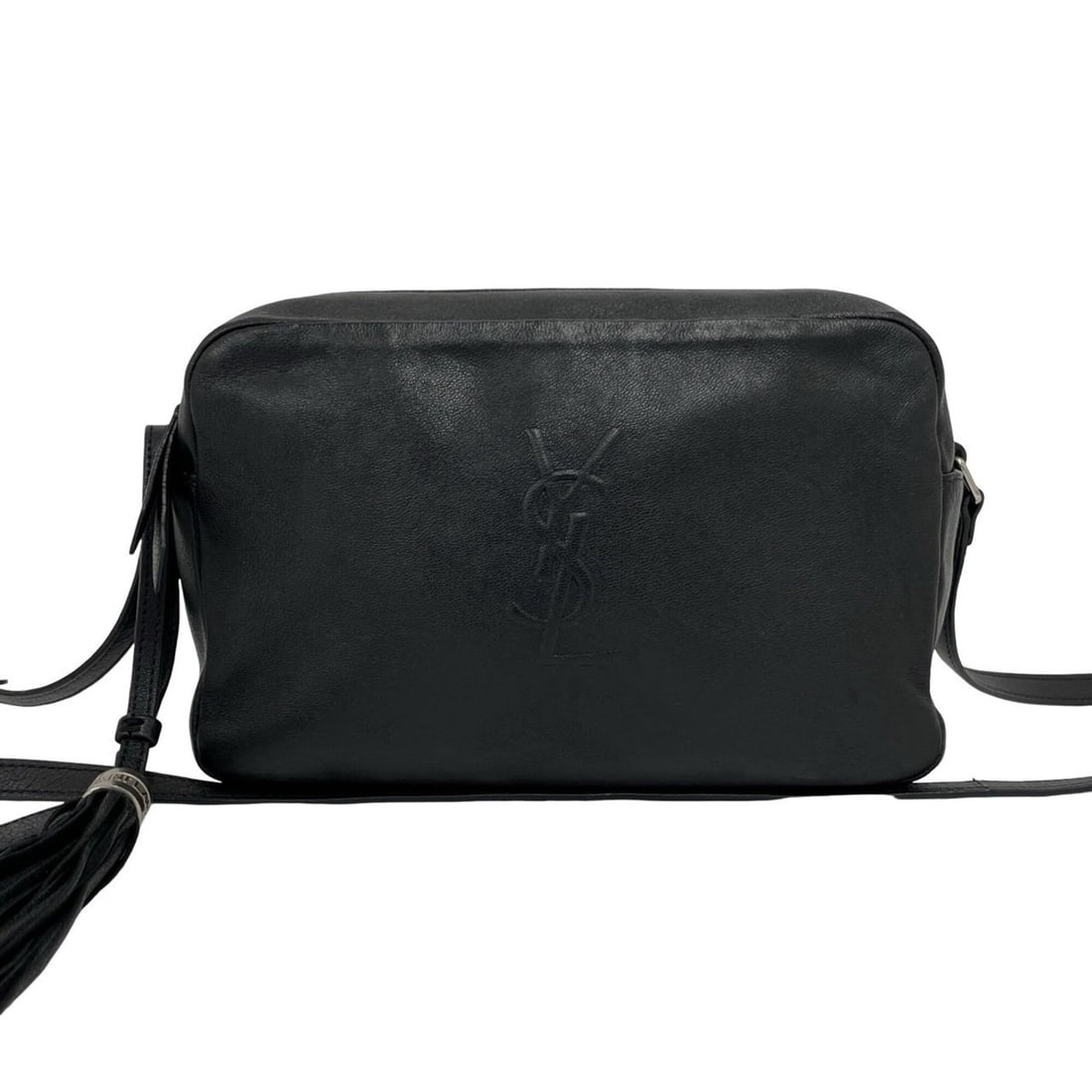 SAINT LAURENT Lou Camera Bag Small YSL Logo Embossed Leather Shoulder Pouch Black 172-6 (1 of 10)