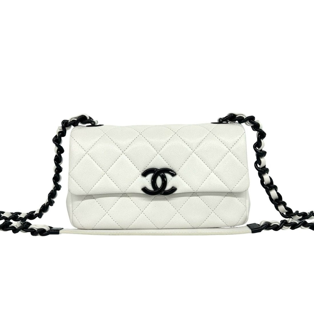 CHANEL Matelassé Coco Mark Hardware Caviar Leather Shoulder Bag White 32287 (1 of 10)