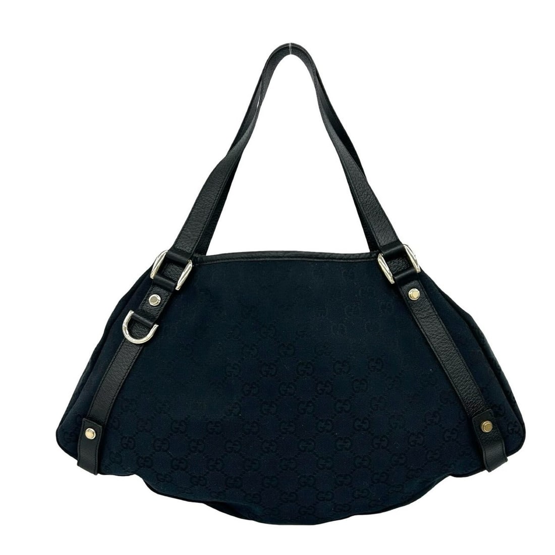 GUCCI Vintage GG Logo Canvas Leather Tote Bag, Semi-Shoulder Navy, 91470: --- Catalog ---Category: SizeSize (HxWxD): 25.5cm x 43cm x 10.5cm / 10.03'' x 16.92'' x 4.13''Category: DesignType: Shoulder bag, Tote bagColor: Black, NavyGender: WomenMaterial: Canvas , Leather Cate