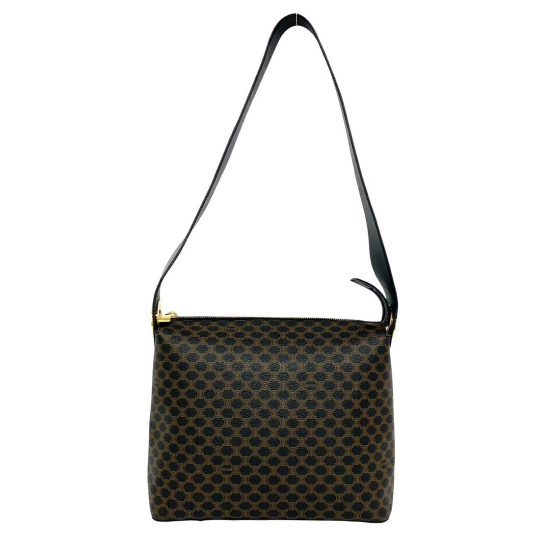 CELINE Macadam Blazon Triomphe Pattern Leather One-Shoulder Bag with Circle Logo Hardware, Black: --- Catalog ---Category: SizeSize (HxWxD): 23cm x 26cm x 10cm / 9.05'' x 10.23'' x 3.93''Category: DesignType: Shoulder bagColor: Black, BrownGender: WomenMaterial: Leather , PVC Category: GeneralBran