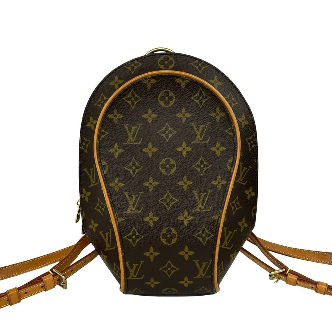 LOUIS VUITTON Ellipse Sac aux Monogram Leather Backpack, Brown, 56066: --- Catalog ---Category: SizeSize (HxWxD): 30cm x 24cm x 9cm / 11.81'' x 9.44'' x 3.54''Category: DesignType: BackpackColor: BrownGender: WomenMaterial: Leather , PVC Category: GeneralBrand: Louis Vui