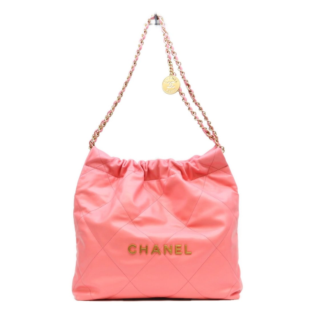 CHANEL AS3260 Coral Pink Shiny Calfskin Chanel 22 Small Shoulder Bag Women's (1 of 17)
