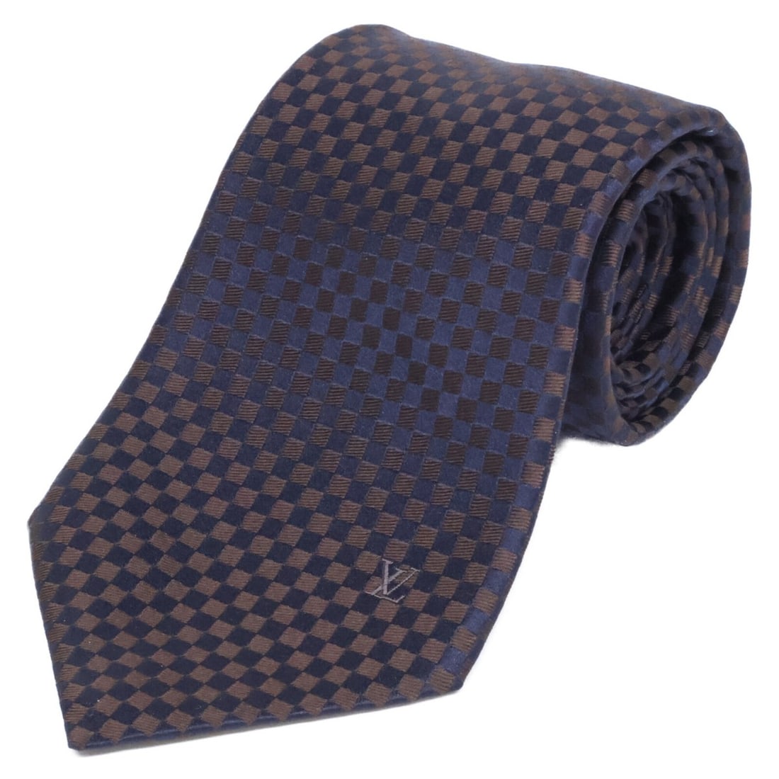 LOUIS VUITTON Damier Silk Tie, Brown, Men's: --- Catalog ---Category: SizeWidth: 9cm / 3.54''Total Length: 151cm / 59.44''Category: DesignType: CravatColor: BrownGender: MenMaterial: Silk Category: GeneralBrand: Louis Vuitton--- Item List ---Sec
