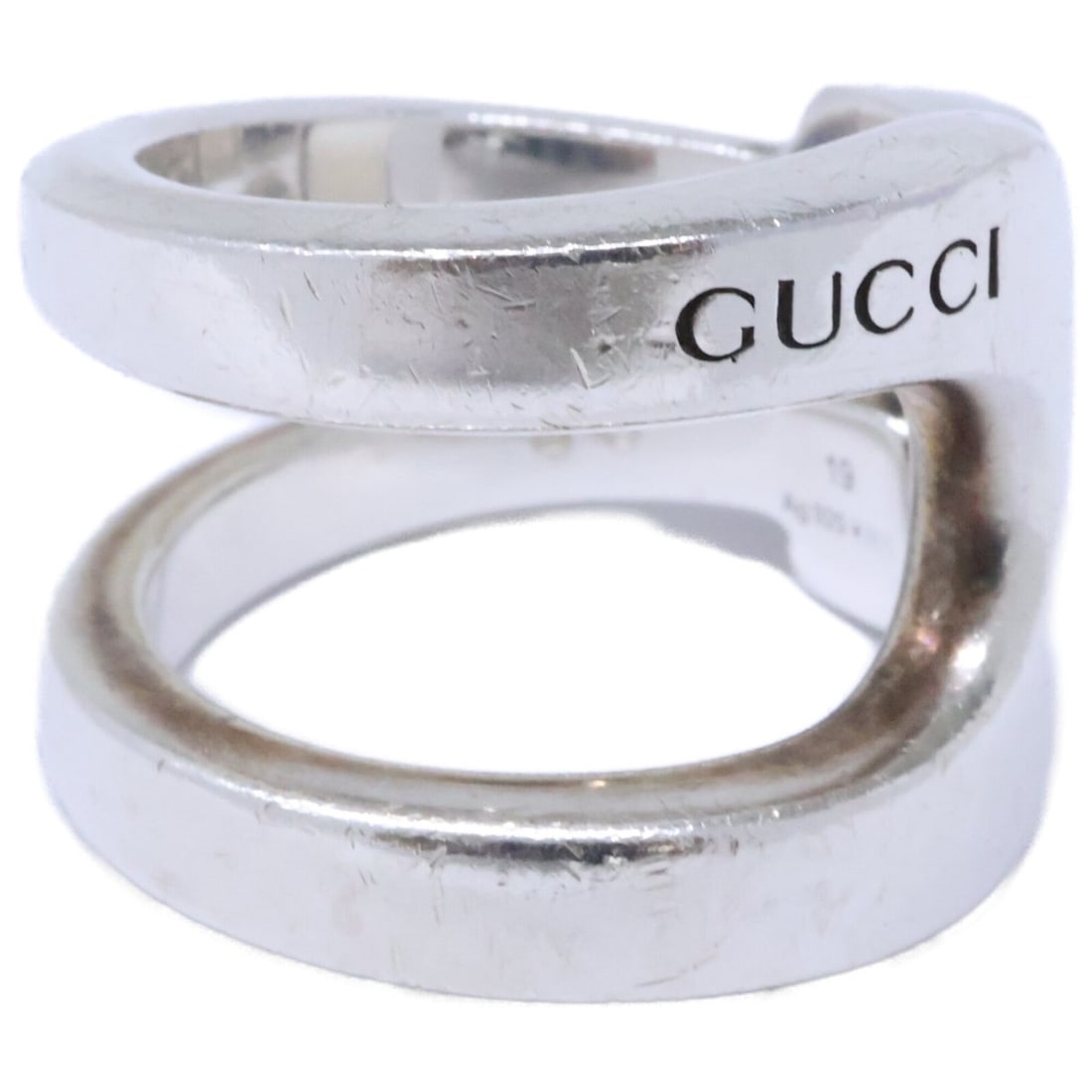 GUCCI Ag925 Horsebit Ring, Size 19, Silver, Men's: --- Catalog ---Category: SizeJP Size: 18US Size: 9Category: DesignType: Band ringColor: SilverGender: MenMaterial: Silver 925Category: GeneralBrand: Gucci--- Item List ---Section: ConditionRanking: Ra