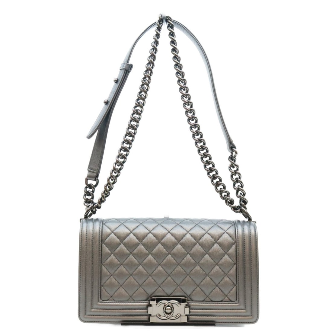 CHANEL A67086 Black Caviar Leather Boy Chanel 25 Medium Shoulder Bag with Hardware - Women's: --- Catalog ---Category: SizeSize (HxWxD): 15cm x 25cm x 8cm / 5.9'' x 9.84'' x 3.14''Category: DesignType: Shoulder bagColor: BlackGender: WomenMaterial: Grained Calfskin Category: GeneralBrand: Chan