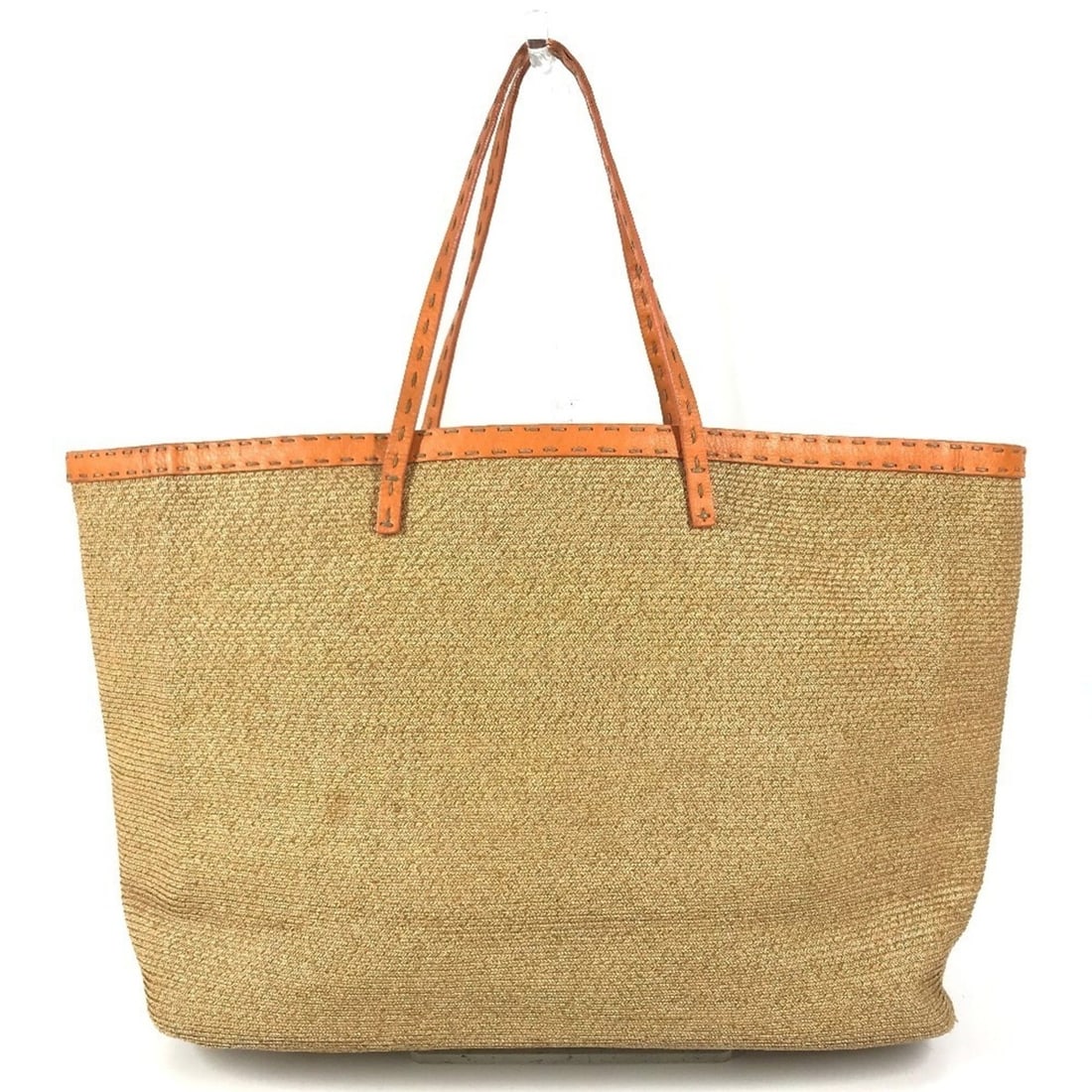 FENDI Selleria Beach Bag, Logo Tote Shoulder Raffia Leather, Men's & Women's, Beige: --- Catalog ---Category: SizeSize (HxWxD): 28.5cm x 38cm x 14.5cm / 11.22'' x 14.96'' x 5.7''Category: DesignType: Beach bag, Shoulder bag, Tote bagColor: Beige, OrangeGender: Men,WomenMaterial: Raffi