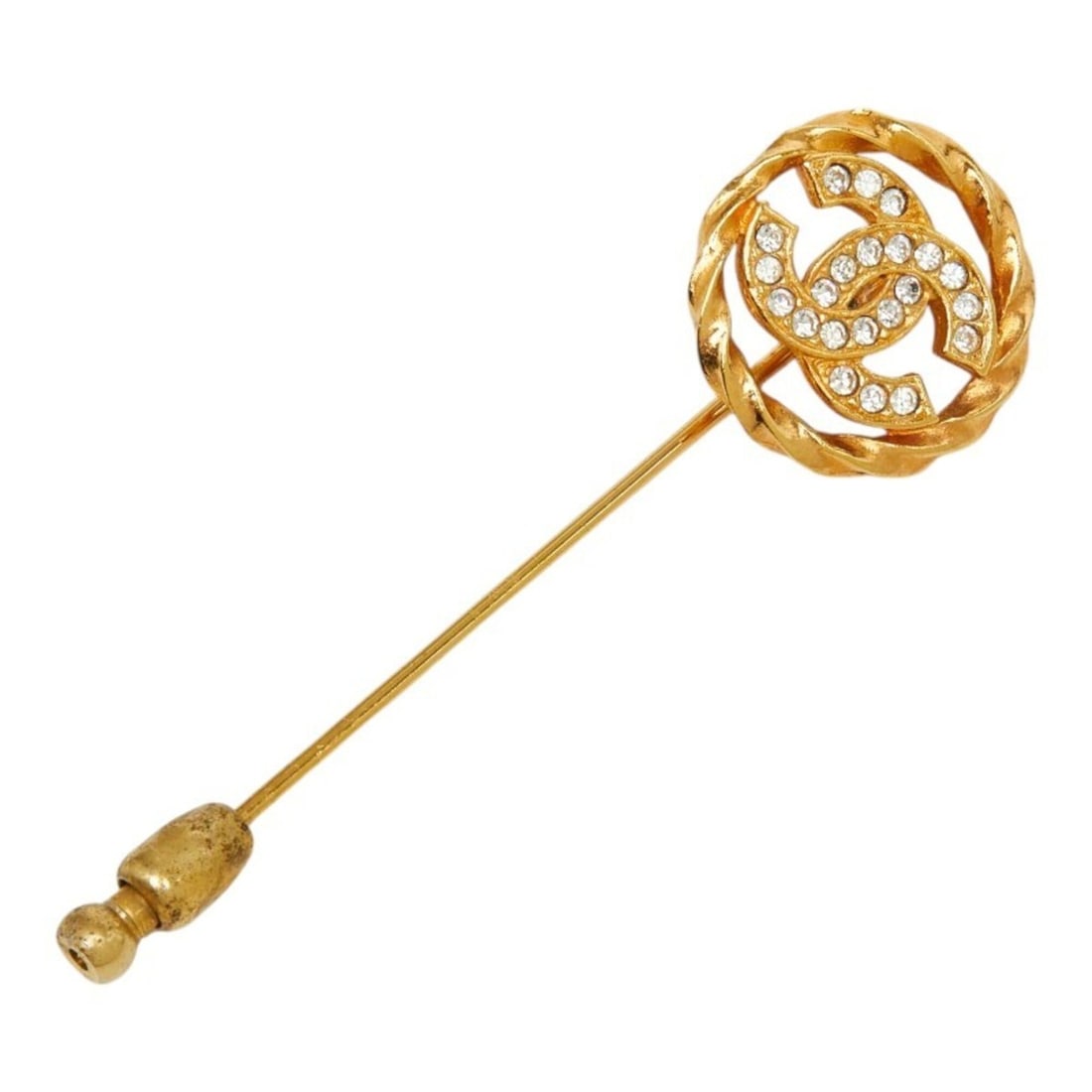 Chanel Coco Mark Brooch, Gold Plated, Rhinestones, Women's CHANEL: --- Catalog ---Category: DesignType: BroochColor: GoldGender: WomenMaterial: RhinestoneCategory: GeneralBrand: Chanel--- Item List ---Section: ConditionRanking: Rank AB Used - Traces of usage, scratch
