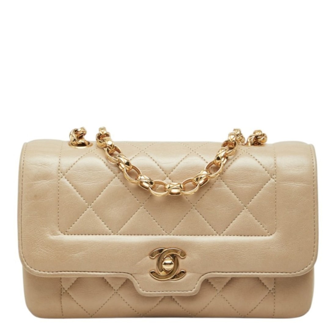 Chanel Diana Coco Mark Chain Shoulder Bag, Crossbody, Beige, Gold Hardware, Lambskin, Women's CHANEL: --- Catalog ---Category: SizeSize (HxWxD): 11.5cm x 19cm x 5.5cm / 4.52'' x 7.48'' x 2.16''Category: DesignType: Shoulder bagColor: BeigeGender: WomenMaterial: Leather Hardware Color: GoldLeather/Fur 