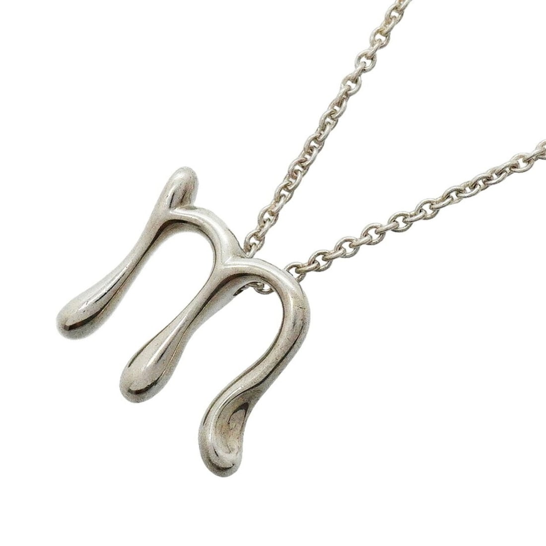 Tiffany & Co. Necklace, Initial M, Sterling Silver 925, Women's: --- Catalog ---Category: SizePendant Size: 15.3mm x 17.5mm / 0.6'' x 0.68''Neck Circumference: 46.5 cm / 18.3''Category: DesignGender: WomenMaterial: Silver 925Necklace Type: NecklaceCategory: General