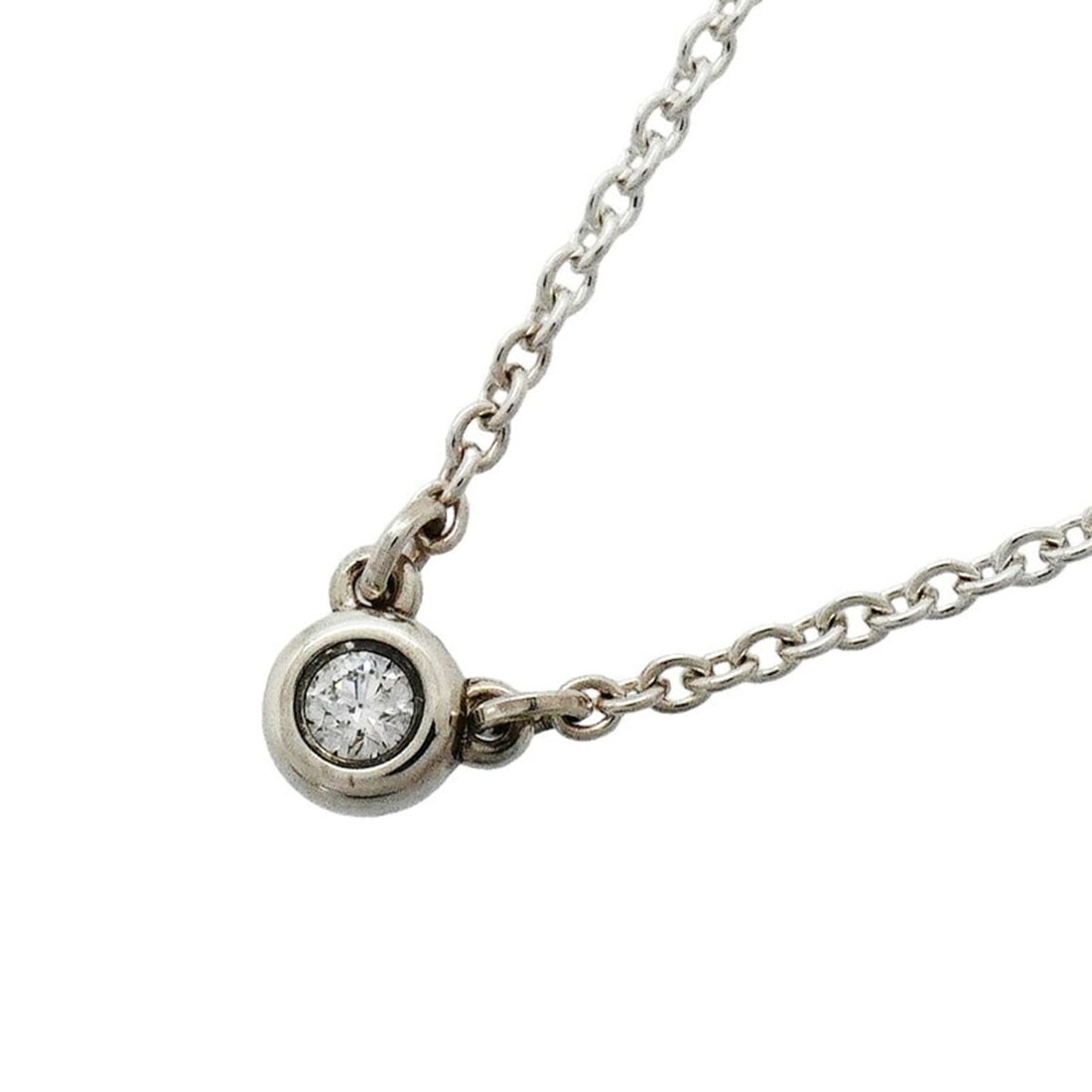 Tiffany & Co. By the Yard Necklace, 1PD (One Diamond), Sterling Silver 925, Women's: --- Catalog ---Category: SizePendant Size: 4.1mm x 3.5mm / 0.16'' x 0.13''Neck Circumference: 41 cm / 16.14''Category: DesignStone: DiamondGender: WomenMaterial: Silver 925Necklace Type: