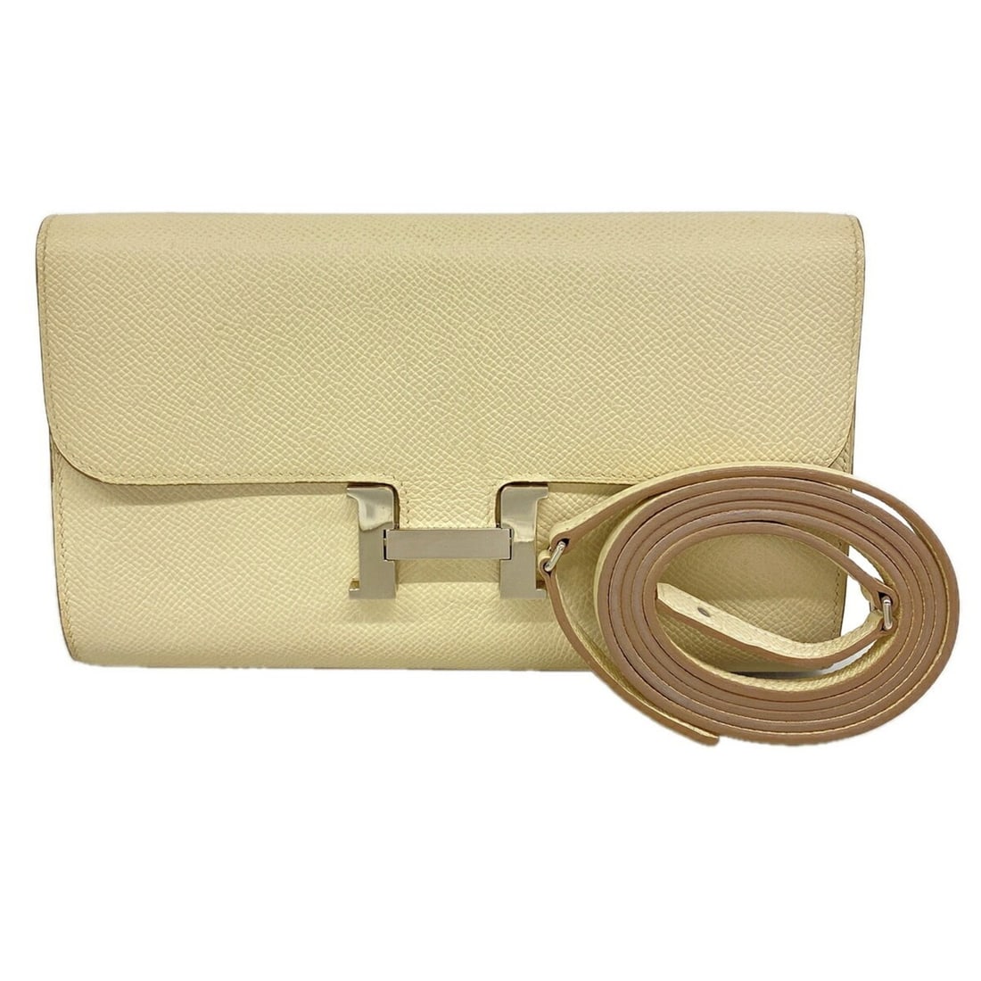 Hermes Constance Tougo Wallet/Shoulder Wallet, Veau Epsom Leather, Craie, U Stamp, Women's, P3433537 (1 of 11)