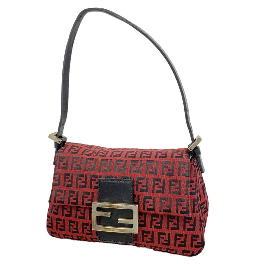 Fendi Zucchino Mamma Bucket Handbag, Nylon Canvas, Red/Black, Women's (1 of 15)