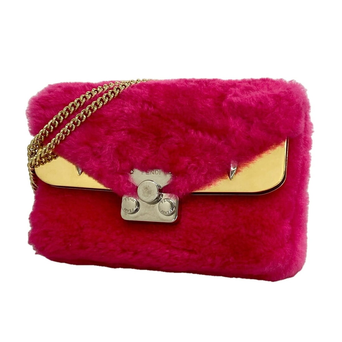 Fendi shoulder bag, monster fur, pink and gold, for women.: --- Catalog ---Category: SizeSize (HxWxD): 14cm x 19cm x 6cm / 5.51'' x 7.48'' x 2.36''Category: DesignType: Shoulder bagColor: PinkGender: WomenMaterial: Fur Hardware Color: Gold, SilverCategory: Gen