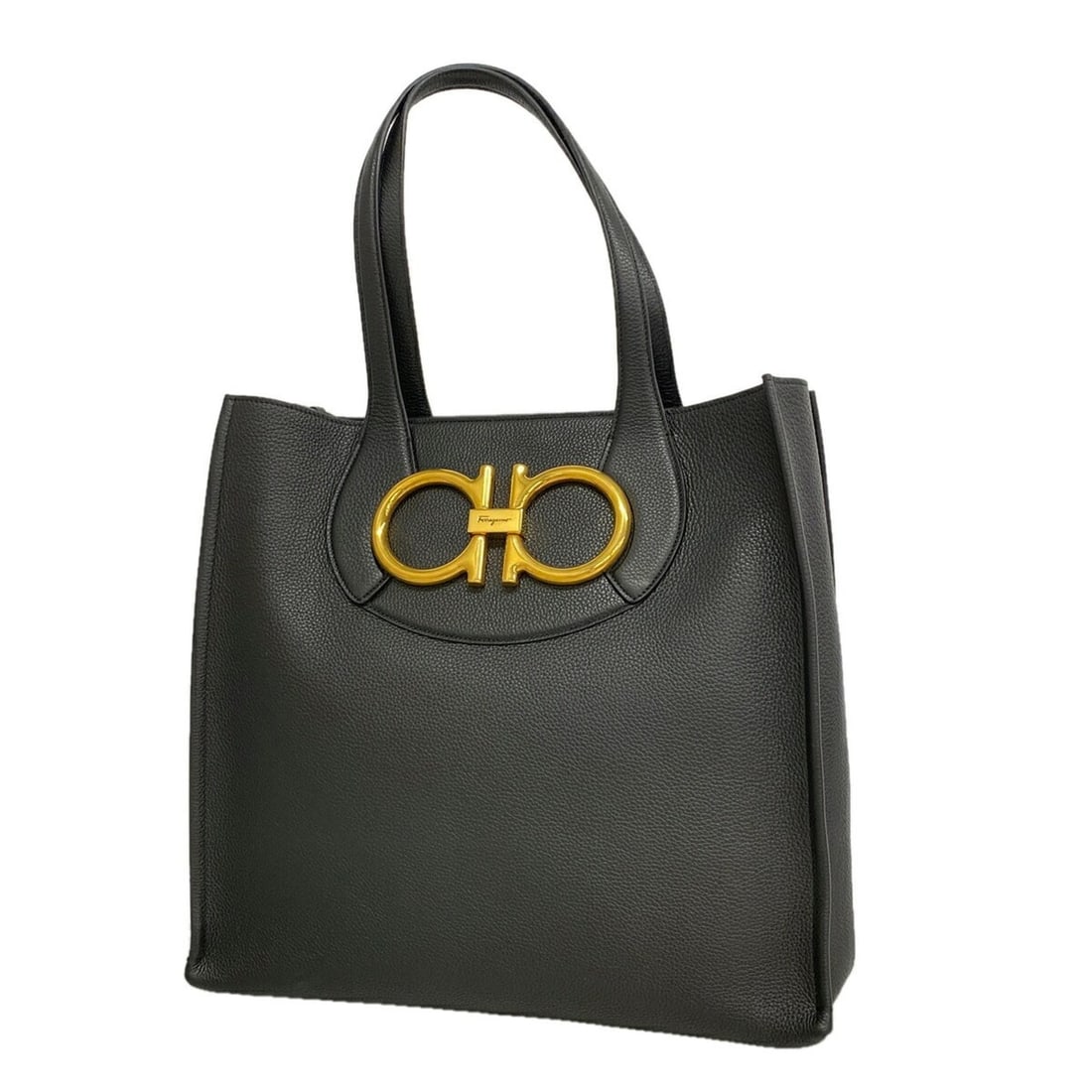 Salvatore Ferragamo Gancini Leather Tote Bag, Black, Women's: --- Catalog ---Category: SizeSize (HxWxD): 34cm x 35.5cm x 16cm / 13.38'' x 13.97'' x 6.29''Category: DesignType: Tote bagColor: BlackGender: WomenMaterial: Leather Hardware Color: GoldCategory: Gener