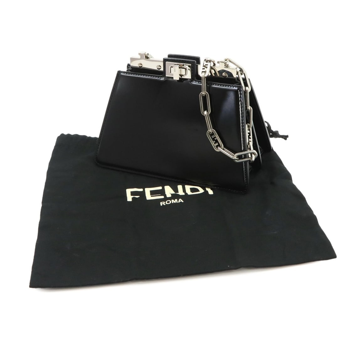 Fendi Peekaboo Cut Petite Shoulder Handbag, Leather, Black, 8BN339, Silver Hardware: --- Catalog ---Category: SizeWeight: 540g / 1.19lb.Size (HxWxD): 12cm x 18cm x 10.5cm / 4.72'' x 7.08'' x 4.13''Strap Length: 55cm / 21.65''Category: DesignType: Handbag, Shoulder bagColor: BlackStyle