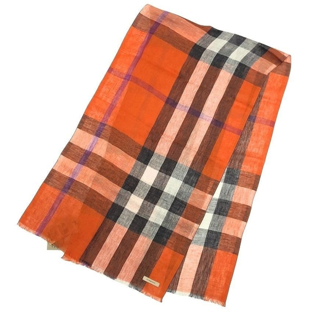 BURBERRY Burberry Check Stole Shawl Linen Hemp Orange Scarf: --- Catalog ---Category: SizeSize (LxW): 1.8m x 50cm / 70.86'' x 19.68''Category: DesignType: StoleColor: OrangeGender: WomenMaterial: Linen Category: GeneralBrand: BurberryCountry of Origin: Italy---