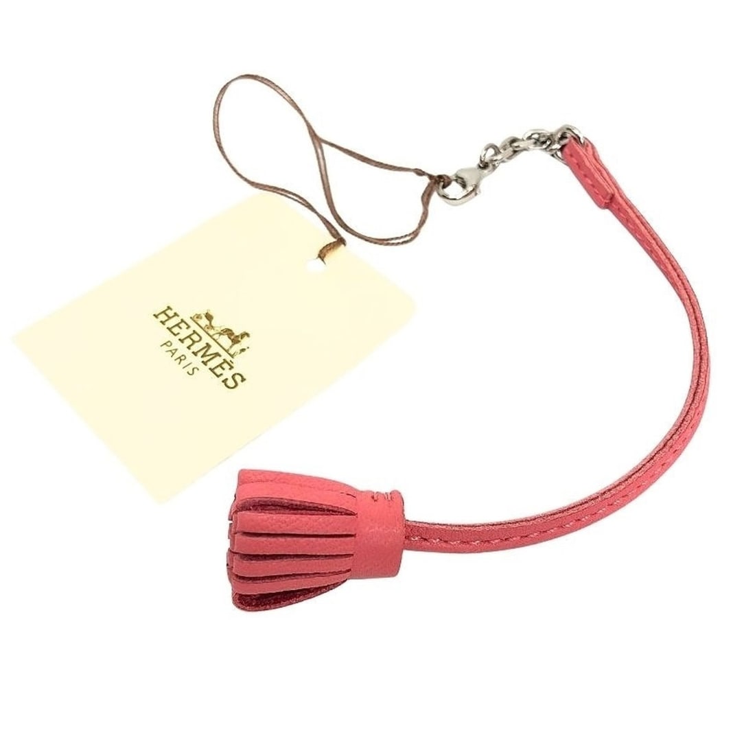 Hermes Carmencita Pompom 17 Rose Azalee Pink Bookmark Keychain Bag Charm aq13155: --- Catalog ---Category: DesignColor: Pink, Rose azaleeCategory: GeneralBrand: HermesCategory: Physical PropertiesSize (LxW): 16.50mm / 0.65''--- Item List ---Section: ConditionRanking: Rank NS Never 