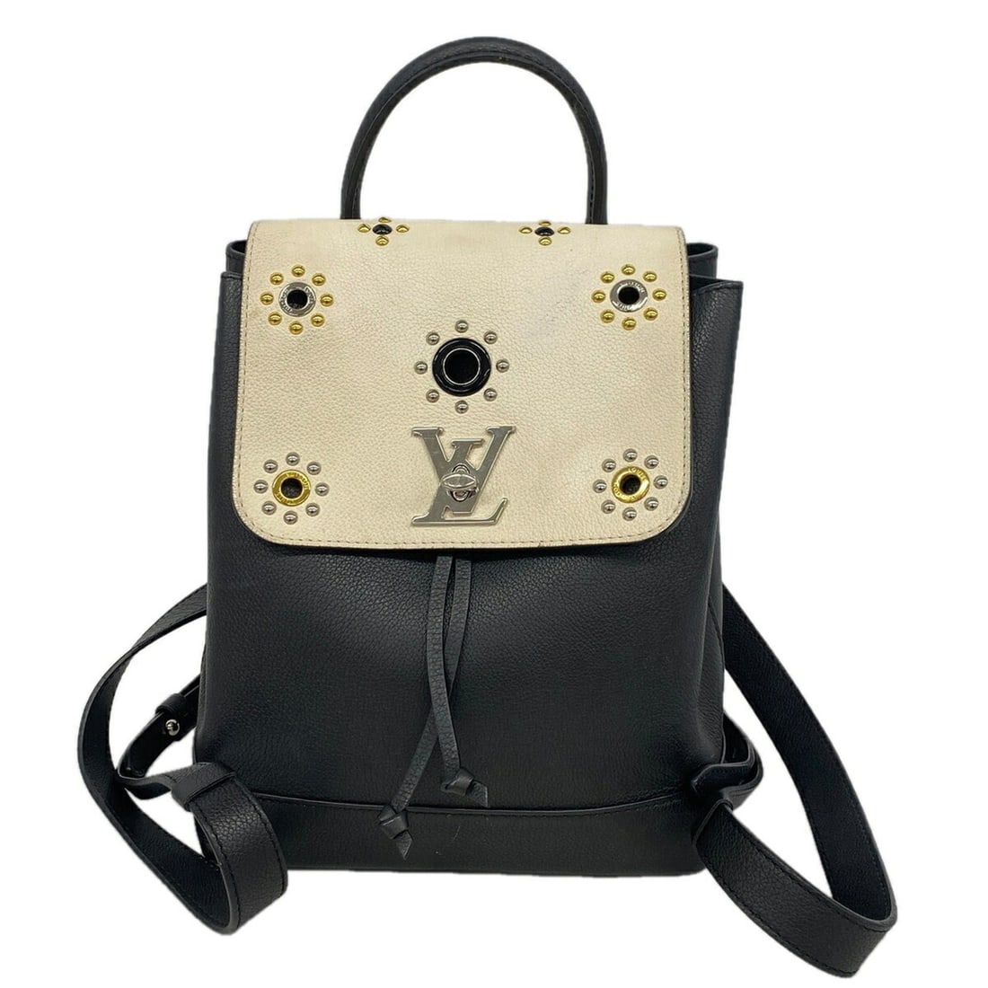 Louis Vuitton Lockme Backpack Studs M54108 Black/White Women's: --- Catalog ---Category: SizeSize (HxWxD): 28cm x 21cm x 12cm / 11.02'' x 8.26'' x 4.72''Category: DesignType: BackpackColor: Black, WhiteGender: WomenCategory: GeneralMPN: M54108Brand: Louis Vuitton-