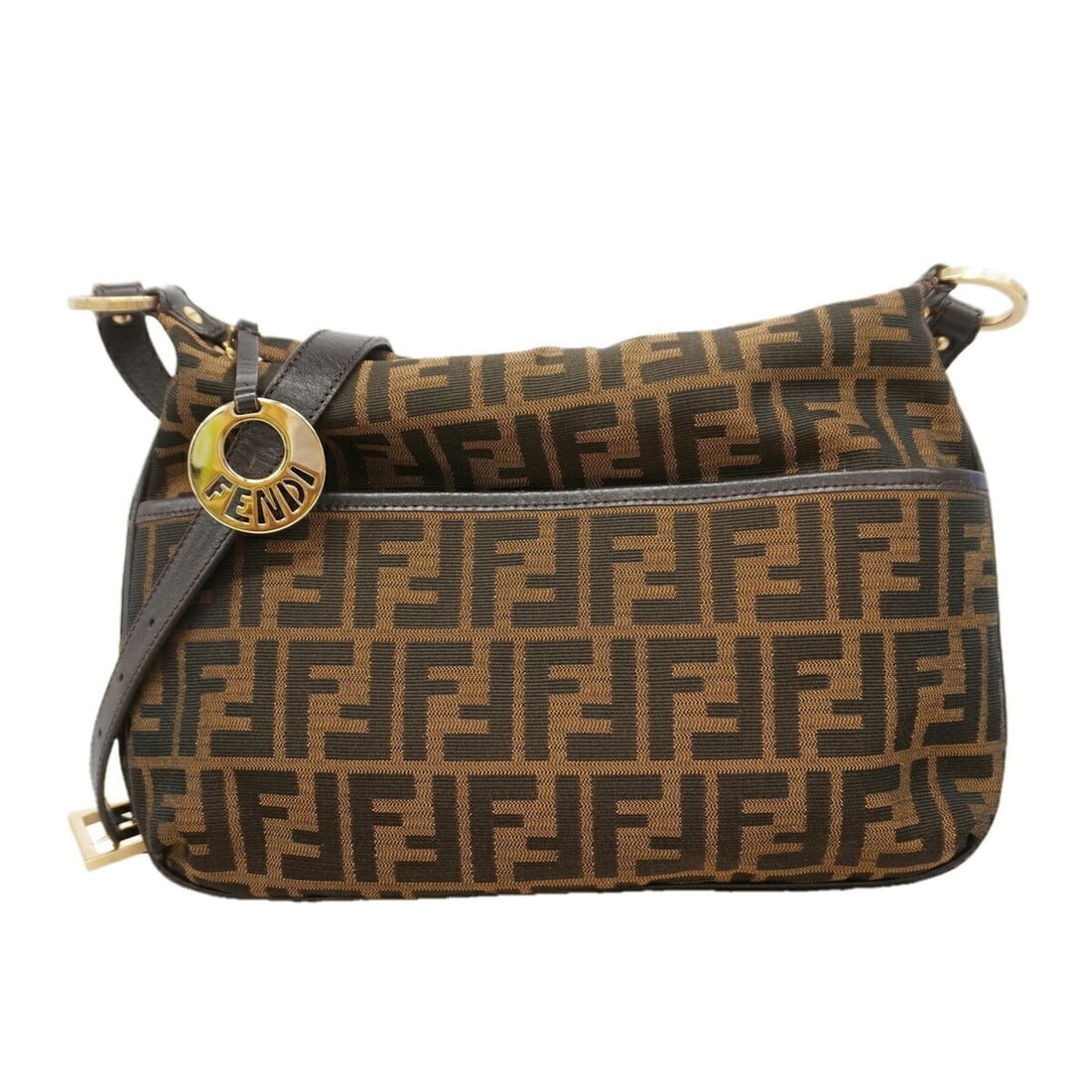 Fendi Zucca Nylon Canvas Shoulder Bag, Brown Champagne, Women's: --- Catalog ---Category: SizeSize (HxWxD): 22cm x 32cm x 3.5cm / 8.66'' x 12.59'' x 1.37''Category: DesignType: Shoulder bagColor: BrownGender: WomenMaterial: Nylon canvas Hardware Color: Champagne go