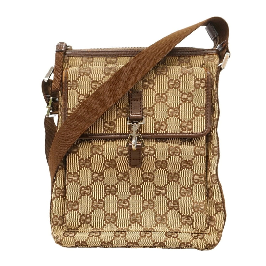 Gucci GG Canvas Shoulder Bag 92646, Brown Canvas, Women's: --- Catalog ---Category: SizeSize (HxWxD): 22.5cm x 20cm x 5cm / 8.85'' x 7.87'' x 1.96''Category: DesignType: Shoulder bagColor: BrownGender: WomenMaterial: Canvas Hardware Color: SilverCategory: Gen