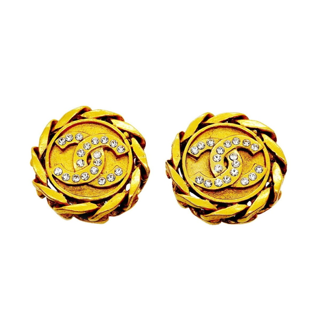 Chanel Earrings, Coco Mark, GP Plated, Rhinestone, Gold, Women's: --- Catalog ---Category: SizeSize (HxWxD): 28.80mm x 30.50mm / 1.13'' x 1.20''Category: DesignType: Clip earringsColor: GoldGender: WomenMaterial: Gold plating, RhinestoneCategory: GeneralBrand: Chane