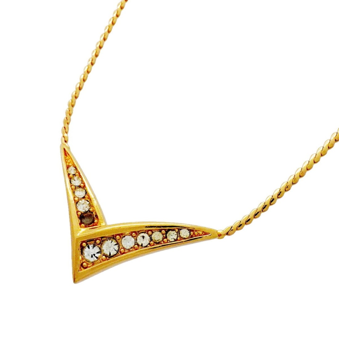 Christian Dior Necklace, GP Plated, Rhinestone, Gold, Women's: --- Catalog ---Category: SizePendant Size: 15.9mm x 26.3mm / 0.62'' x 1.03''Neck Circumference: 39.5 cm - 44.5 cm / 15.55'' - 17.51''Category: DesignColor: GoldGender: WomenMaterial: Gold plating, Rhi