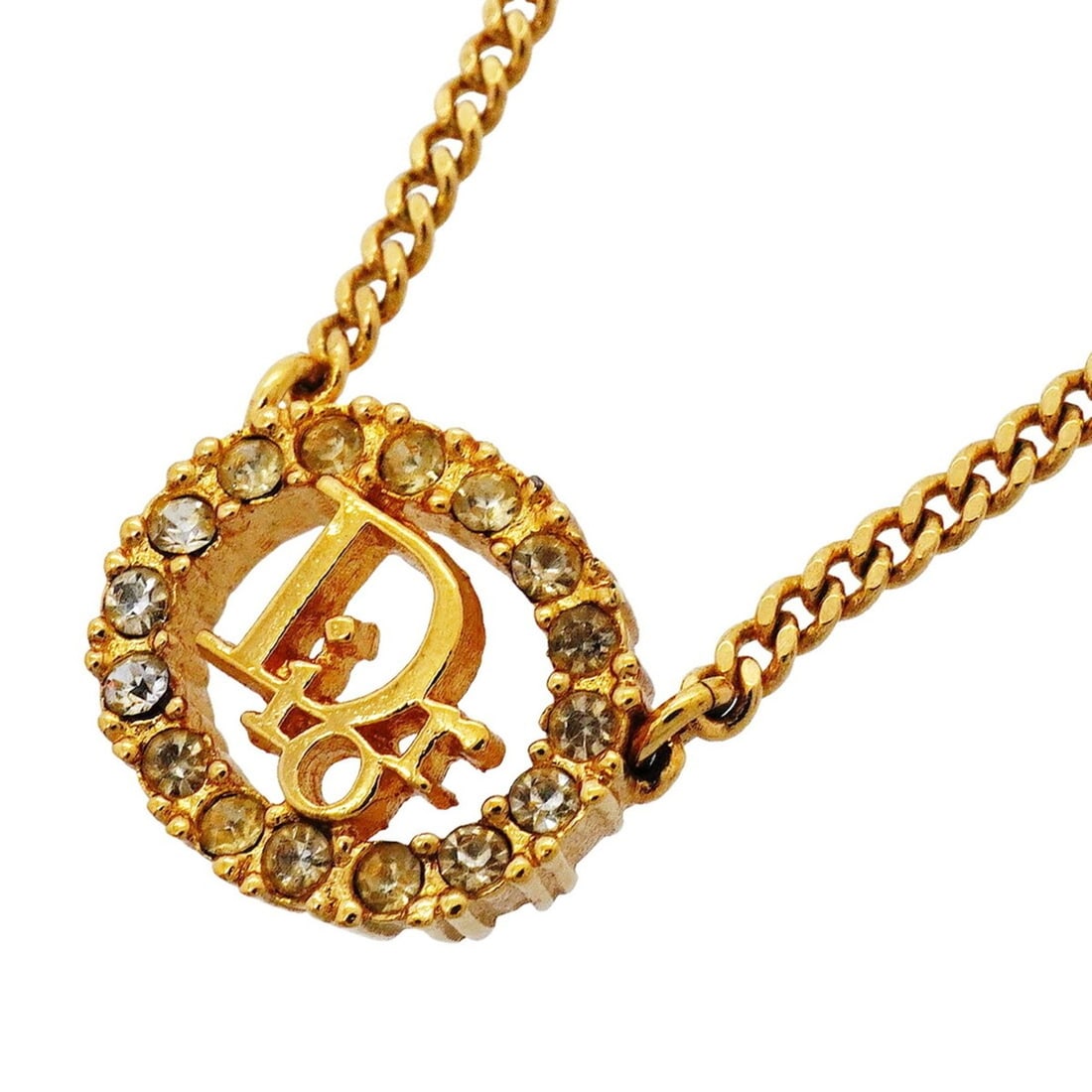 Christian Dior Necklace, Oval, GP Plated, Rhinestone, Gold, Women's: --- Catalog ---Category: SizePendant Size: 13.4mm x 16.5mm / 0.52'' x 0.64''Neck Circumference: 39.5 cm - 44.5 cm / 15.55'' - 17.51''Category: DesignColor: GoldGender: WomenMaterial: Gold plating, Rhi